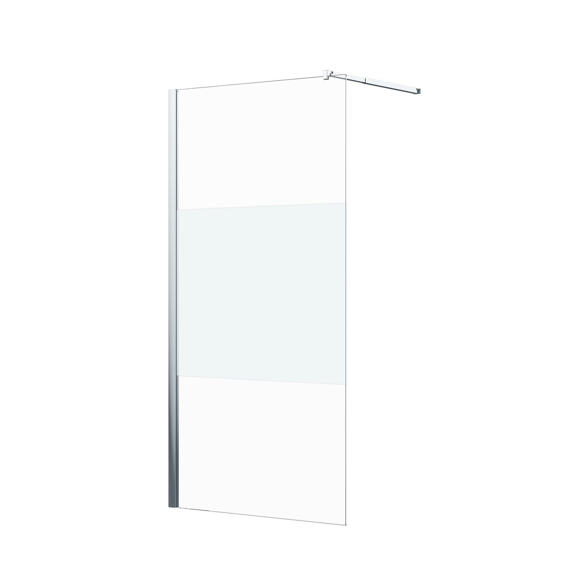 Painel Duche Santorini 190x100cm Vidro fosco Perfil cromado