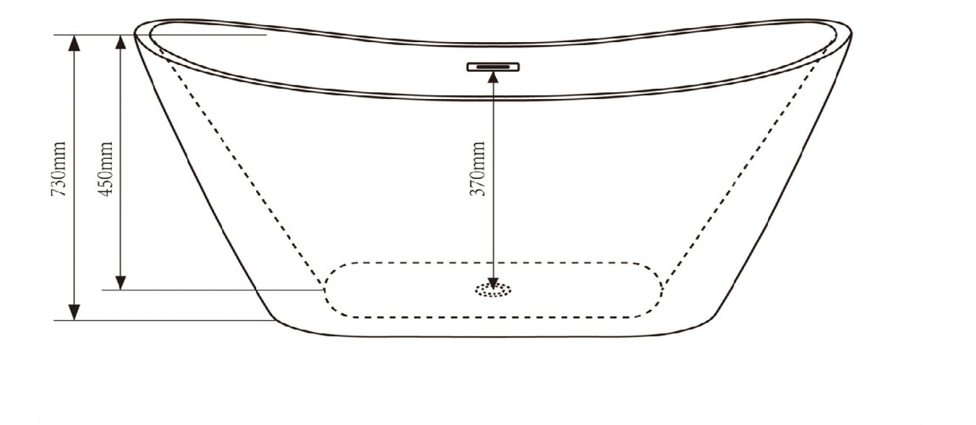 Banheira Ilha 170X75X73cm Acrílico Branco