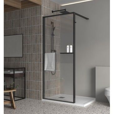 Painel Walk IN 200x100cm Vidro transparente Perfil preto