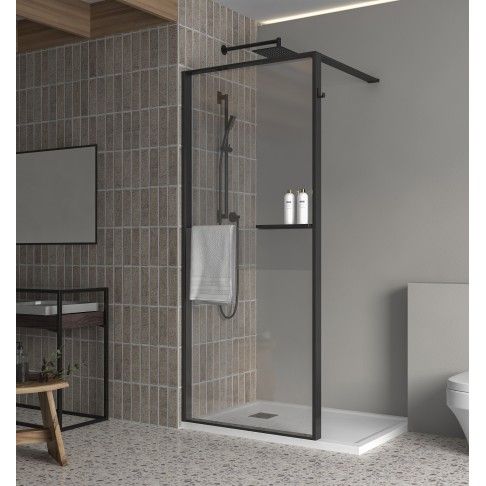 Painel Walk IN 200x100cm Vidro transparente Perfil preto
