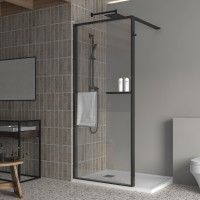 Painel Walk IN 200x100cm Vidro transparente Perfil preto Painel Walk IN 200x100cm Vidro transparente Perfil preto