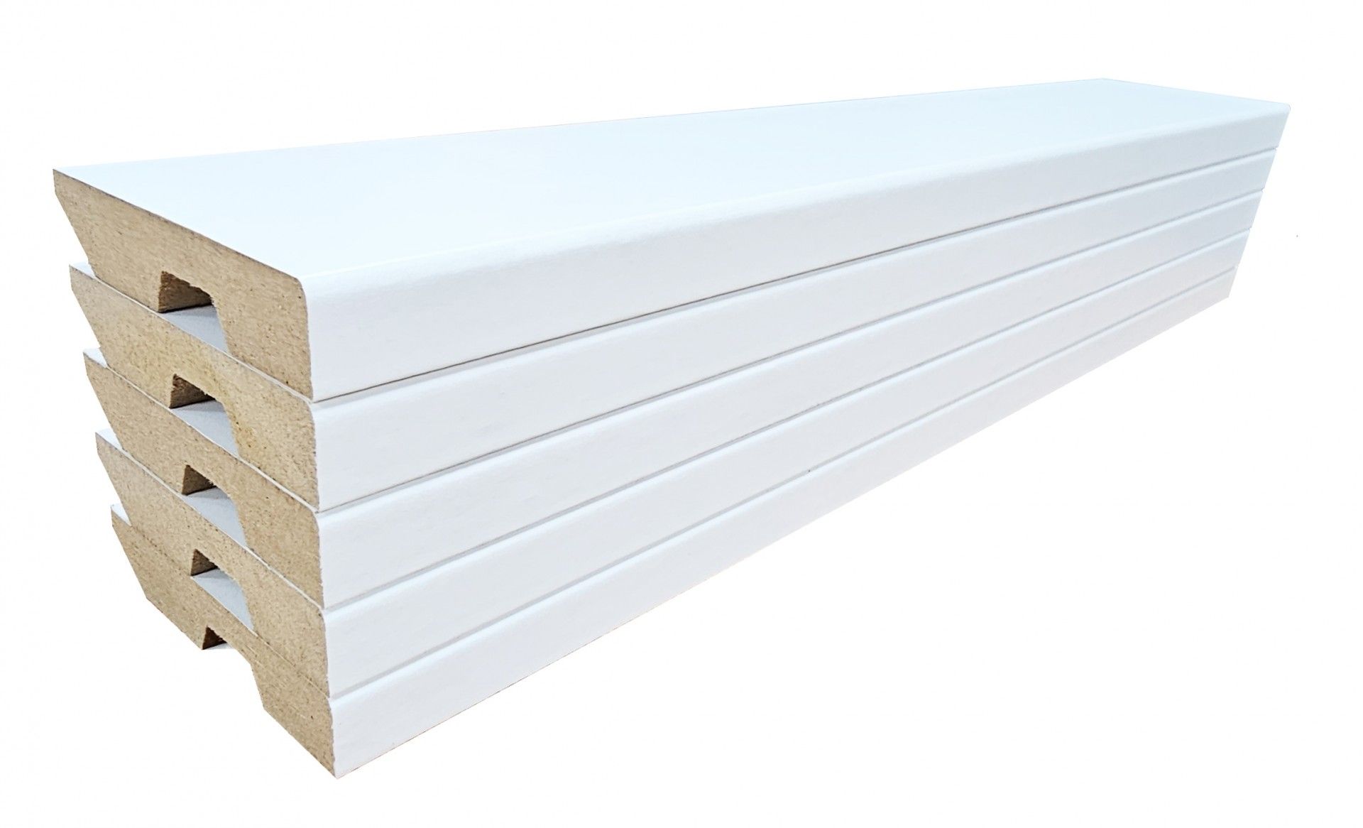 Pack 5 Rodapés Mdf Branco 2250x70x14mm