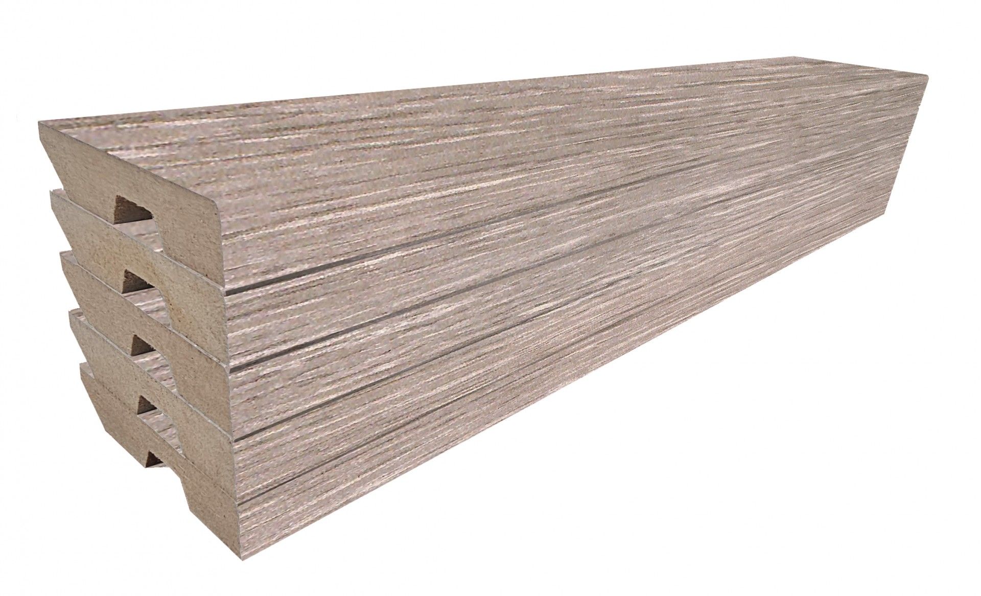 Pack 5 Rodapés Mdf Carvalho Cinza 2250x70x14mm