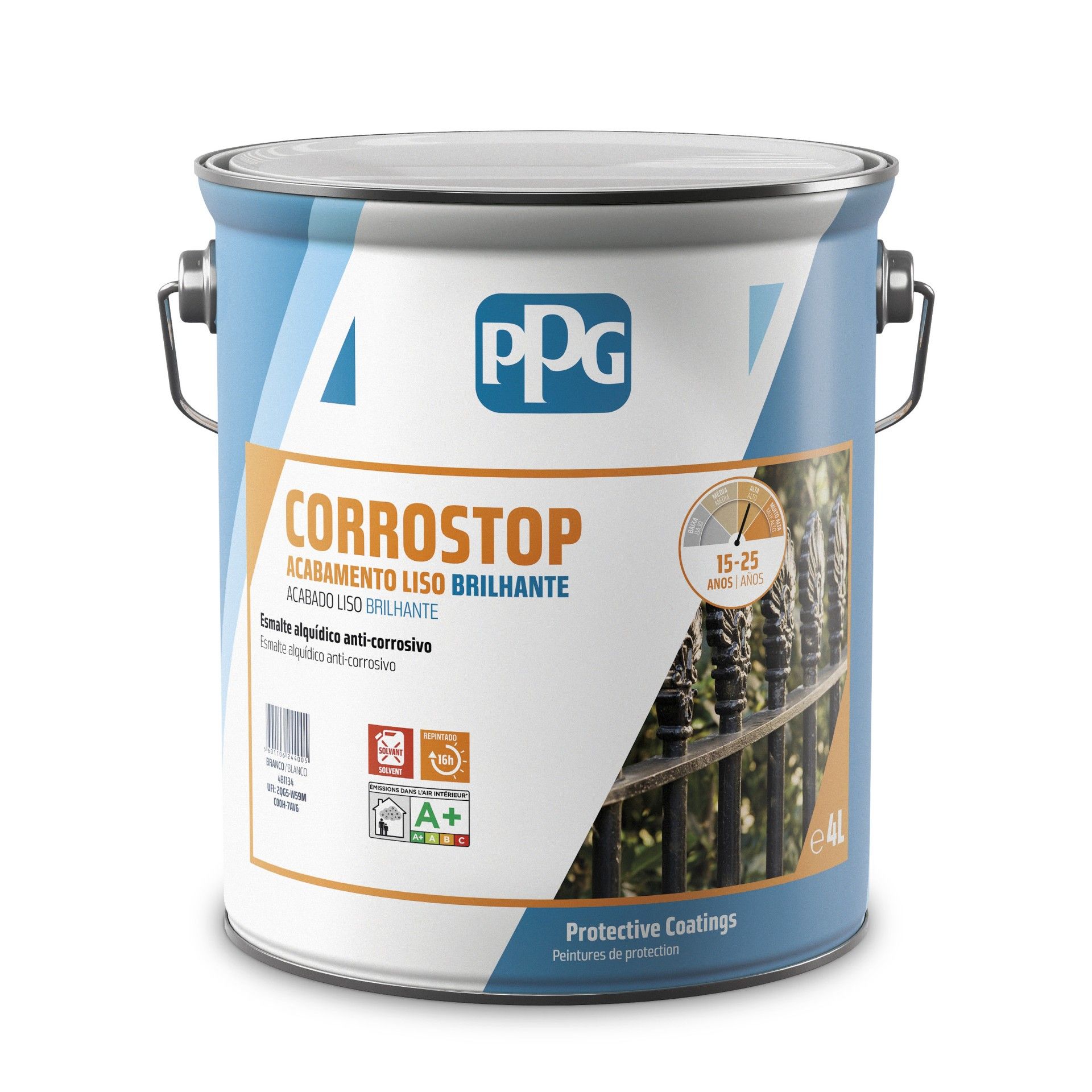 Esmalte Anti-corrosivo Corrostop Branco 9016 4L