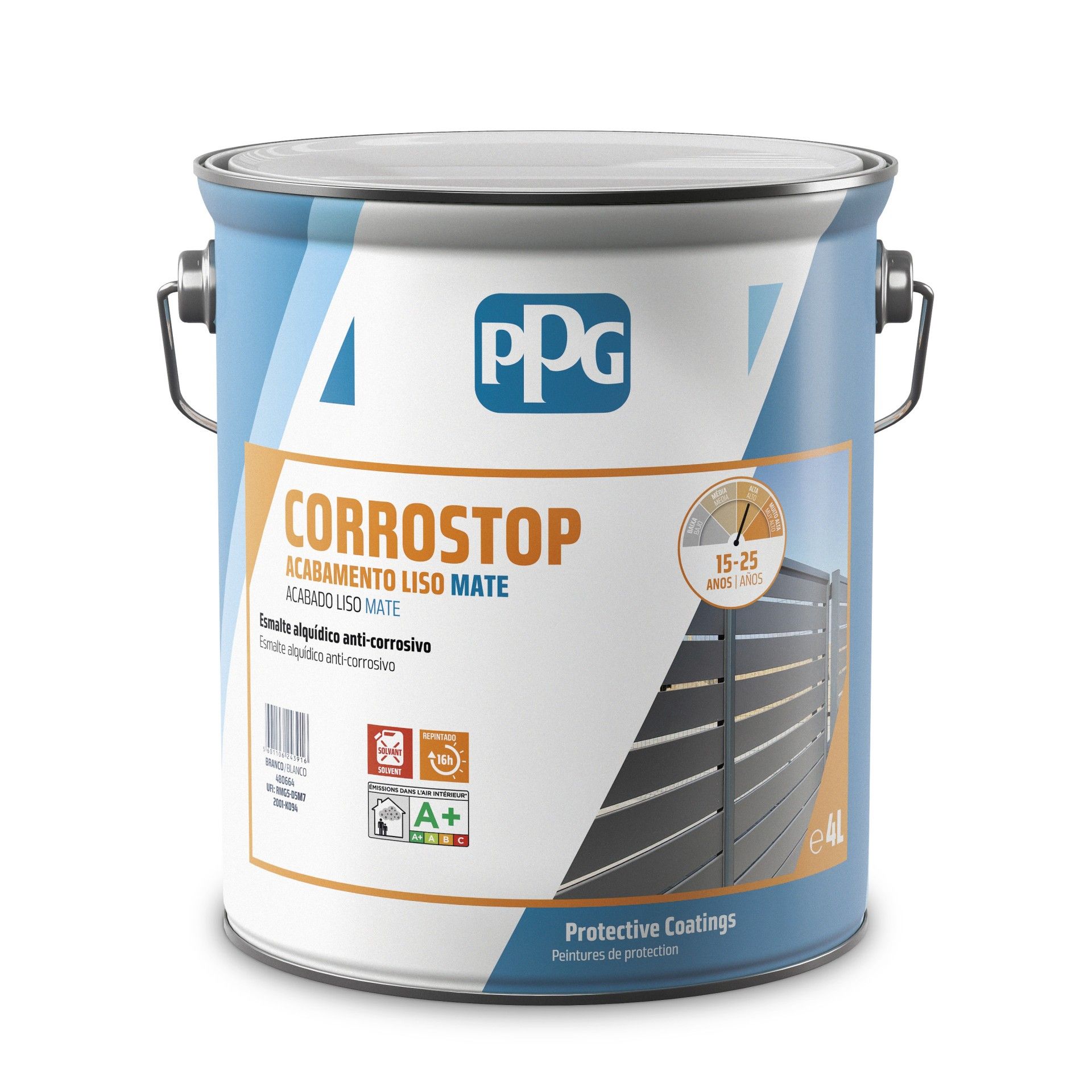 Esmalte Anti-corrosivo Corrostop Mate Branco 9016 4L