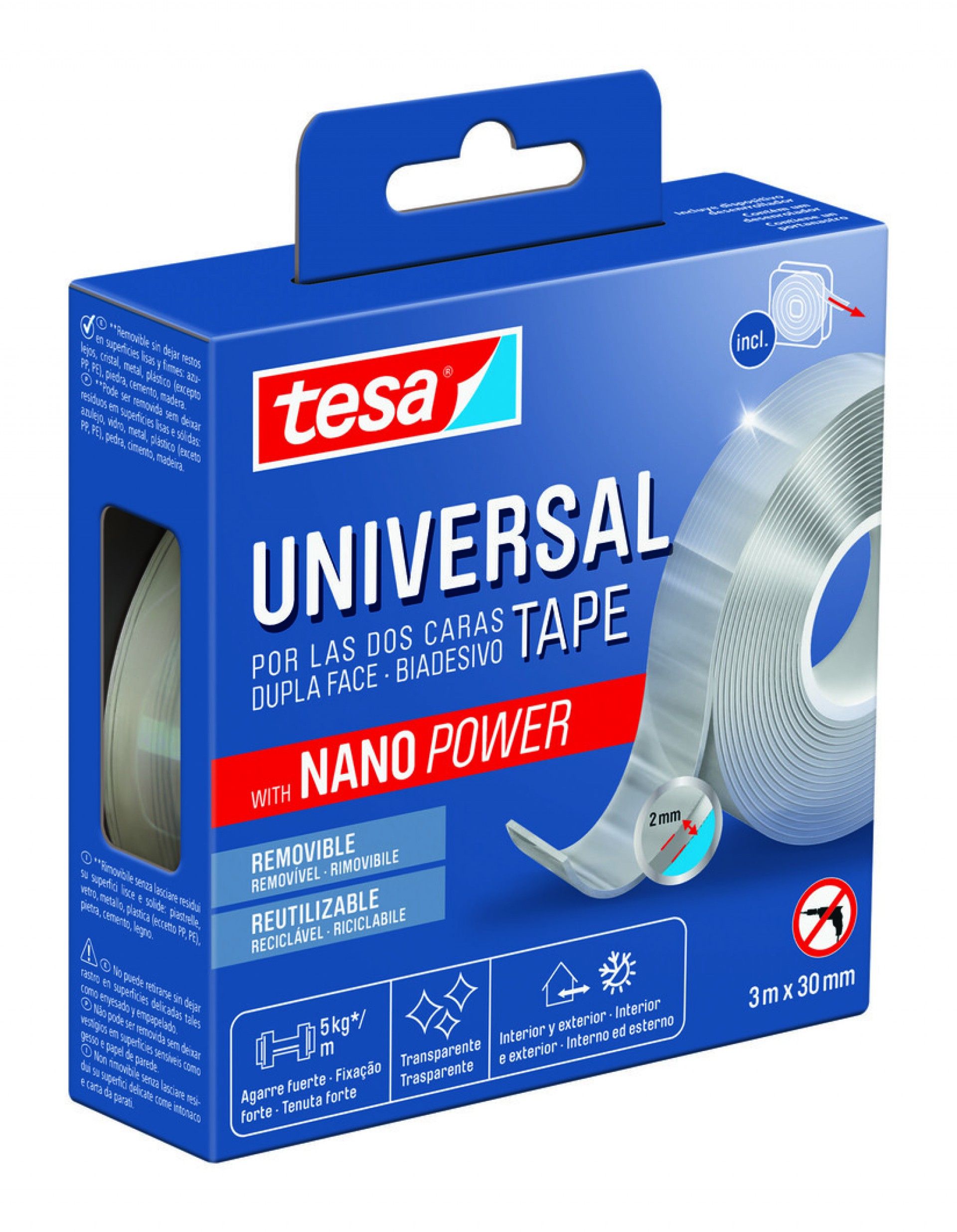 Fita Bi adesiva Universal Nano Power 30mm x 3m