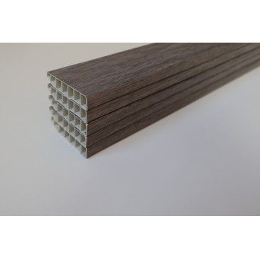Pack 5 Rodaps PVC Alveolar Carvalho Cinza 2500x70x15mm