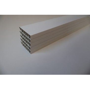 Pack 5 Rodaps PVC Alveolar Branco 2500x70x15mm