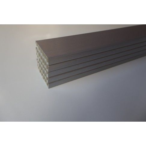 Pack 5 Rodaps PVC Alveolar Alumnio Escovado 2500x70x15mm