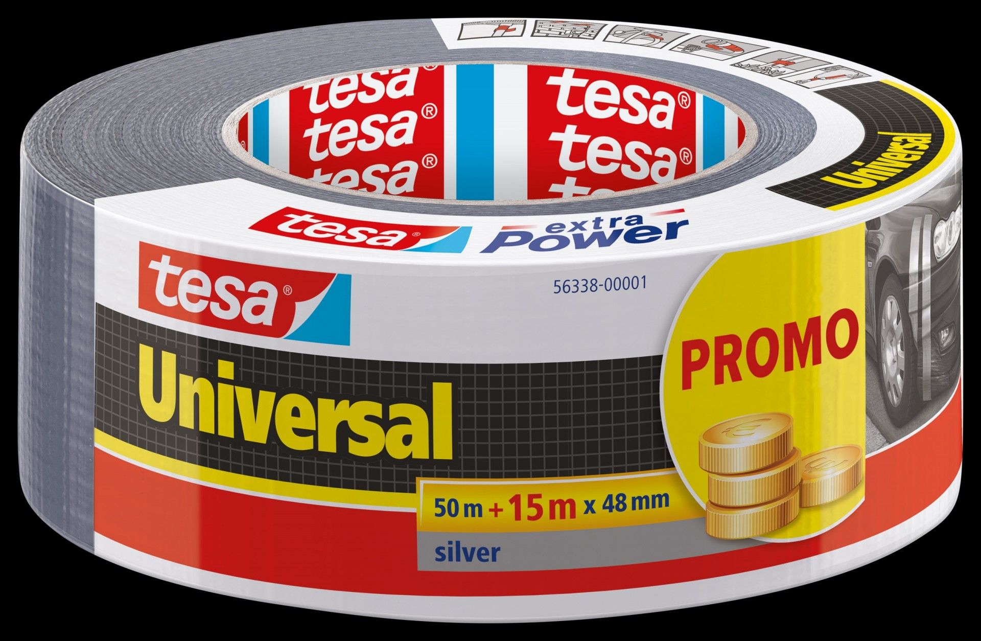 Fita reparação Universal Extra Power 48mm x 50m + oferta 15m Cinza