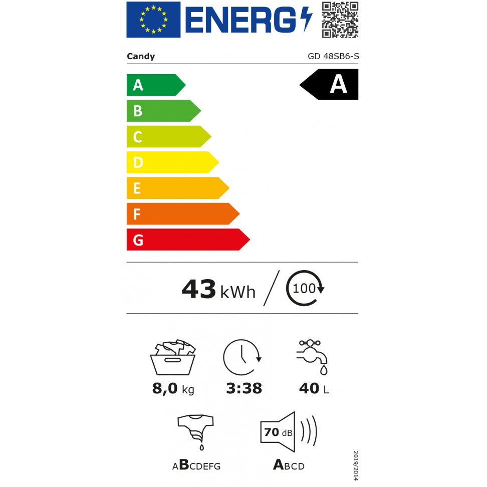 M�quina Lavar Roupa GD 48SB6-S 8KG Candy