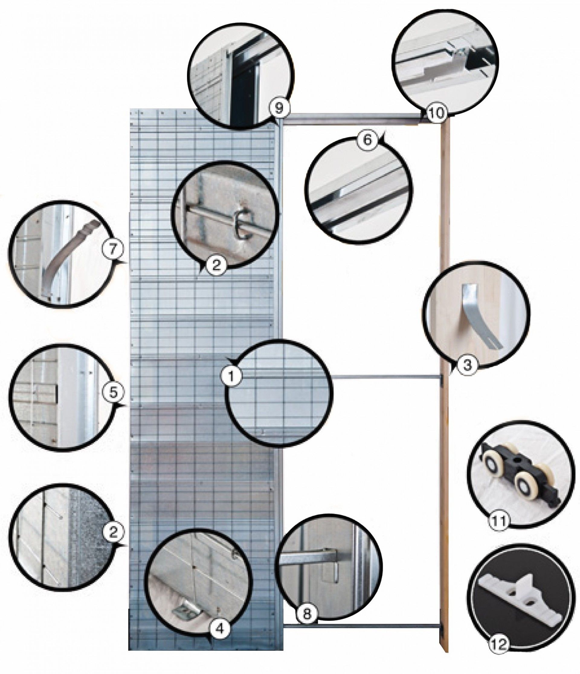 Caixilho para Porta de Correr em Parede de Gesso Cartonado 80x200cm
