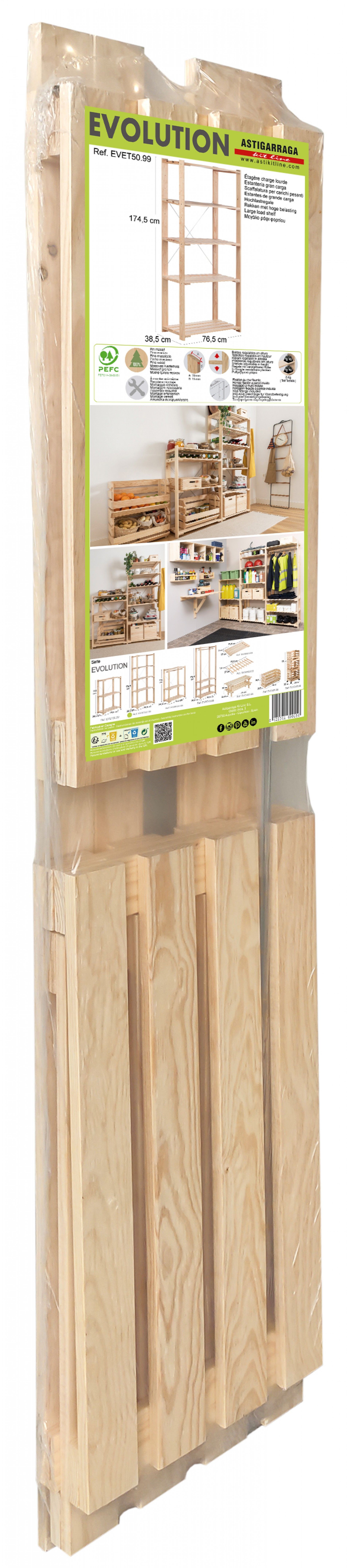 Estante Pinho Evoution 5 Prateleiras 174.5x38x76.5cm