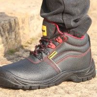 Bota Pele Preta S1p Biqueira Ao