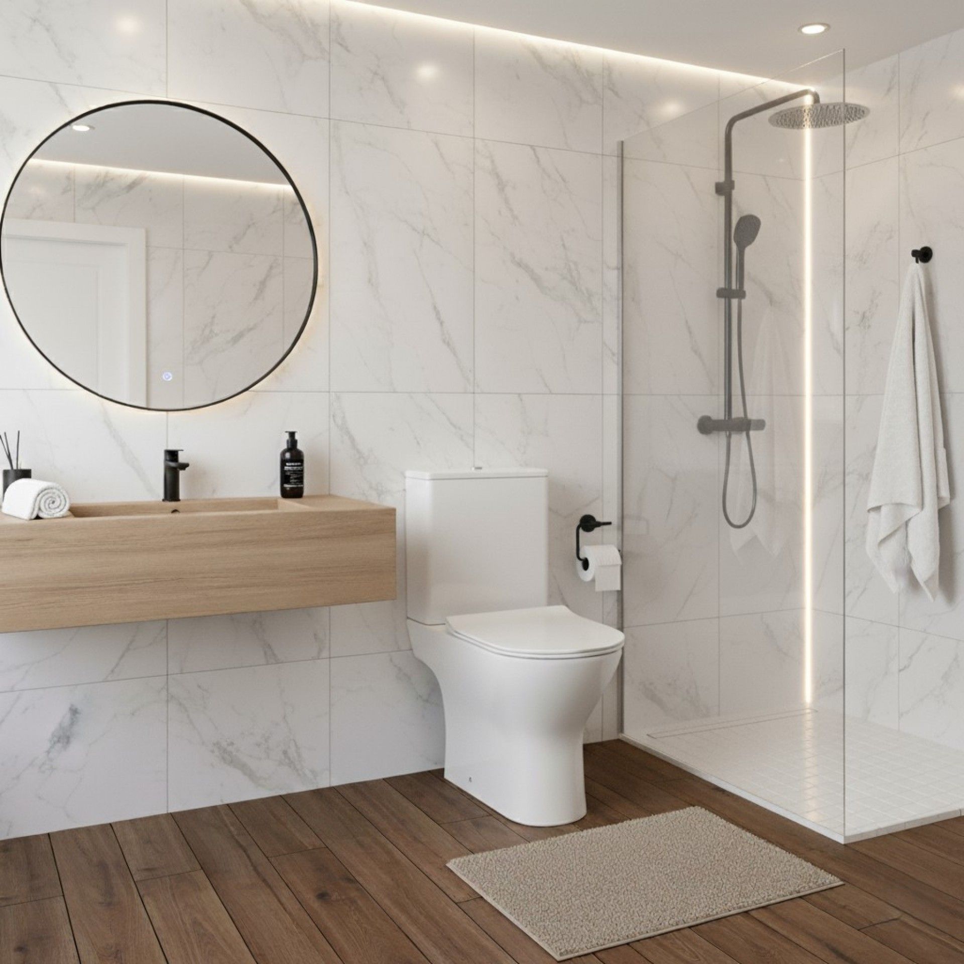 Pack WC Ebony Rimless Saída Vertical (Sanita + Cisterna + Tampa)