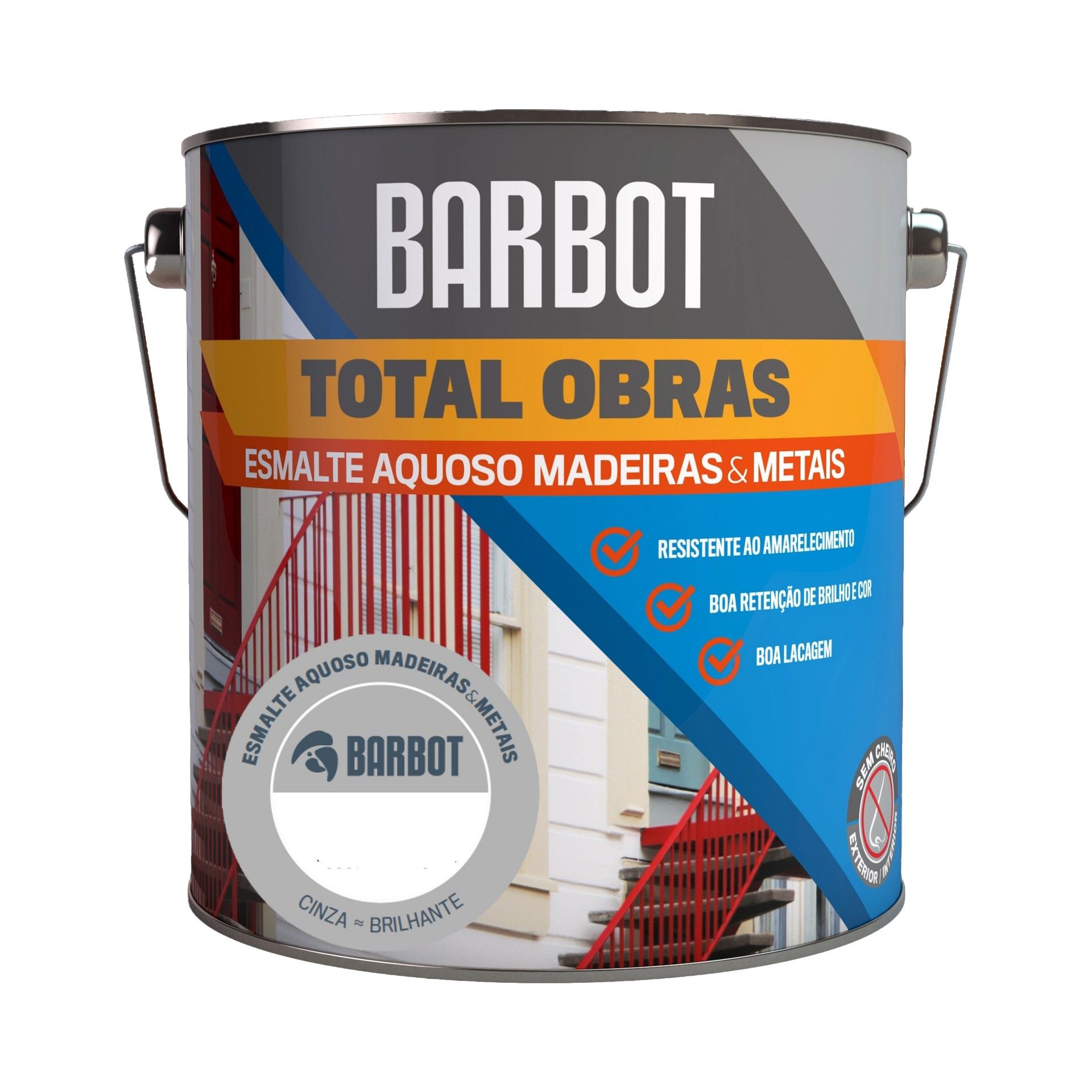 Esmalte Total Obras Aquoso Brilho Cinza 2,5L