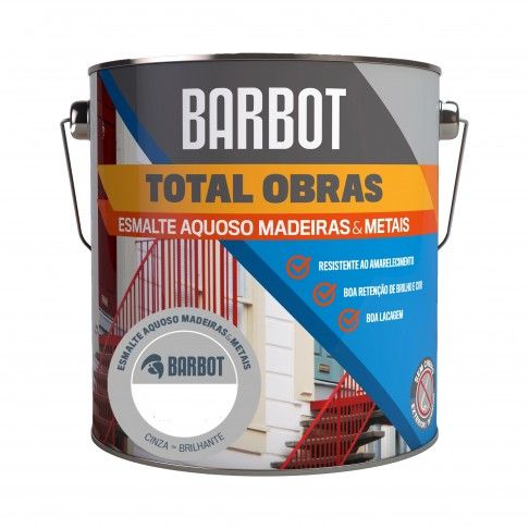 Esmalte Total Obras Aquoso Brilho Cinza 2,5L