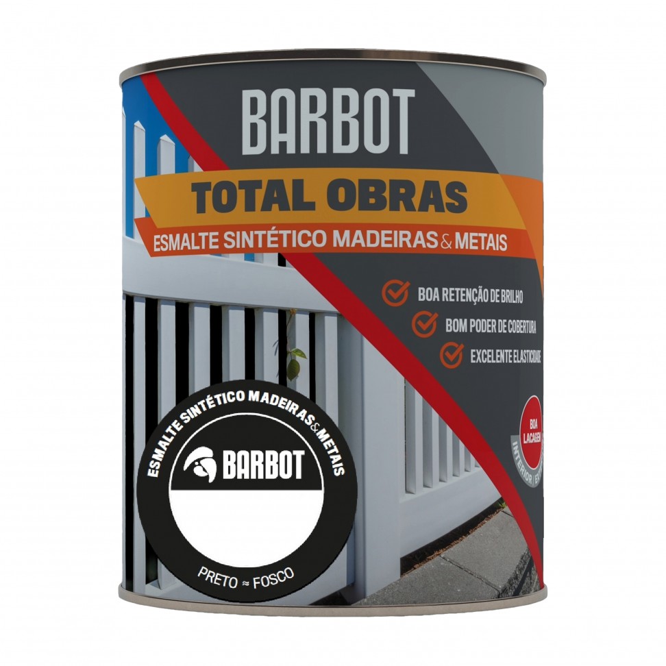 Esmalte Total Obras Sintéico Mate Preto 0,75L Esmalte Total Obras Sintéico Mate Preto 0,75L