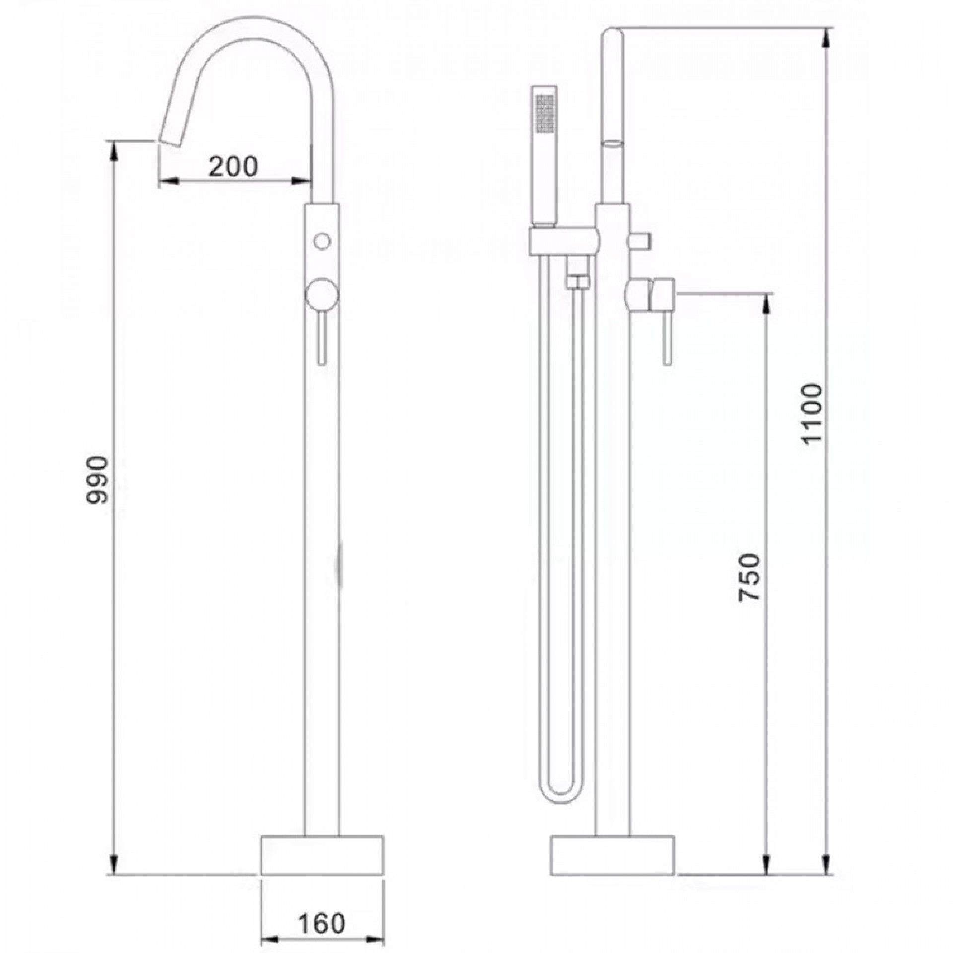 Torneira de Banheira Preta