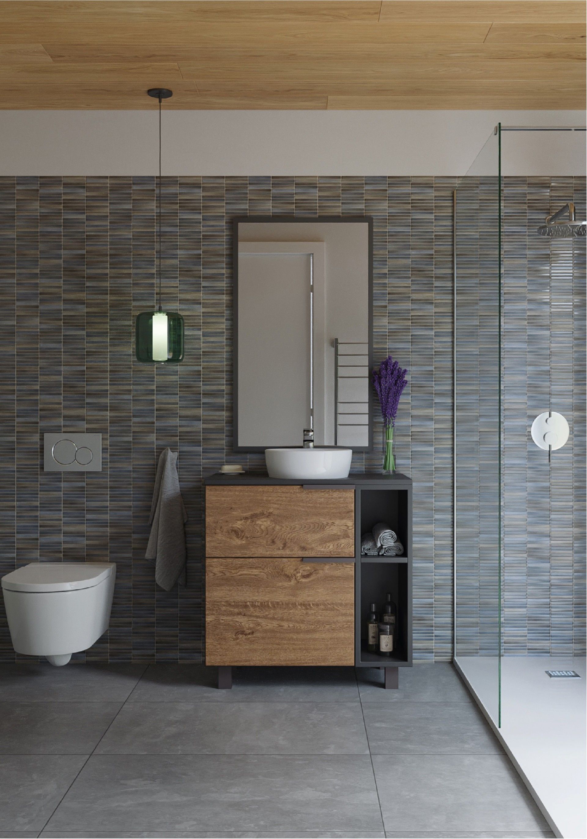 Móvel Blake 80X80X45cm Carvalho/Cinza