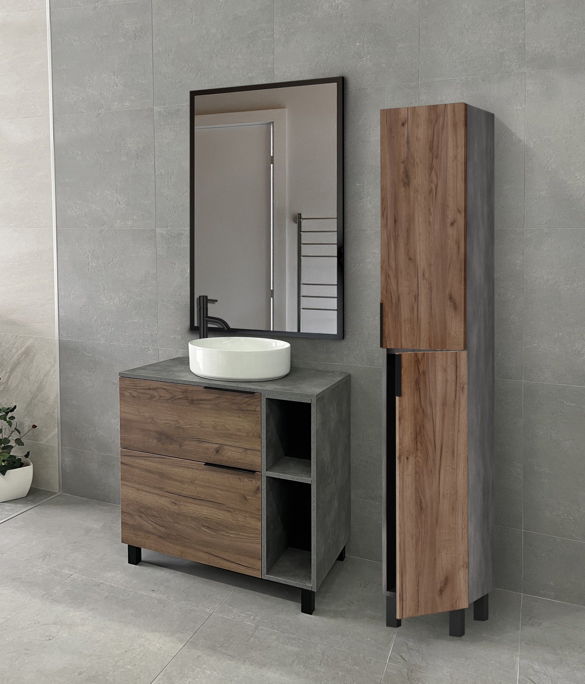 Coluna Blake 170X30X32cm Carvalho/Cinza