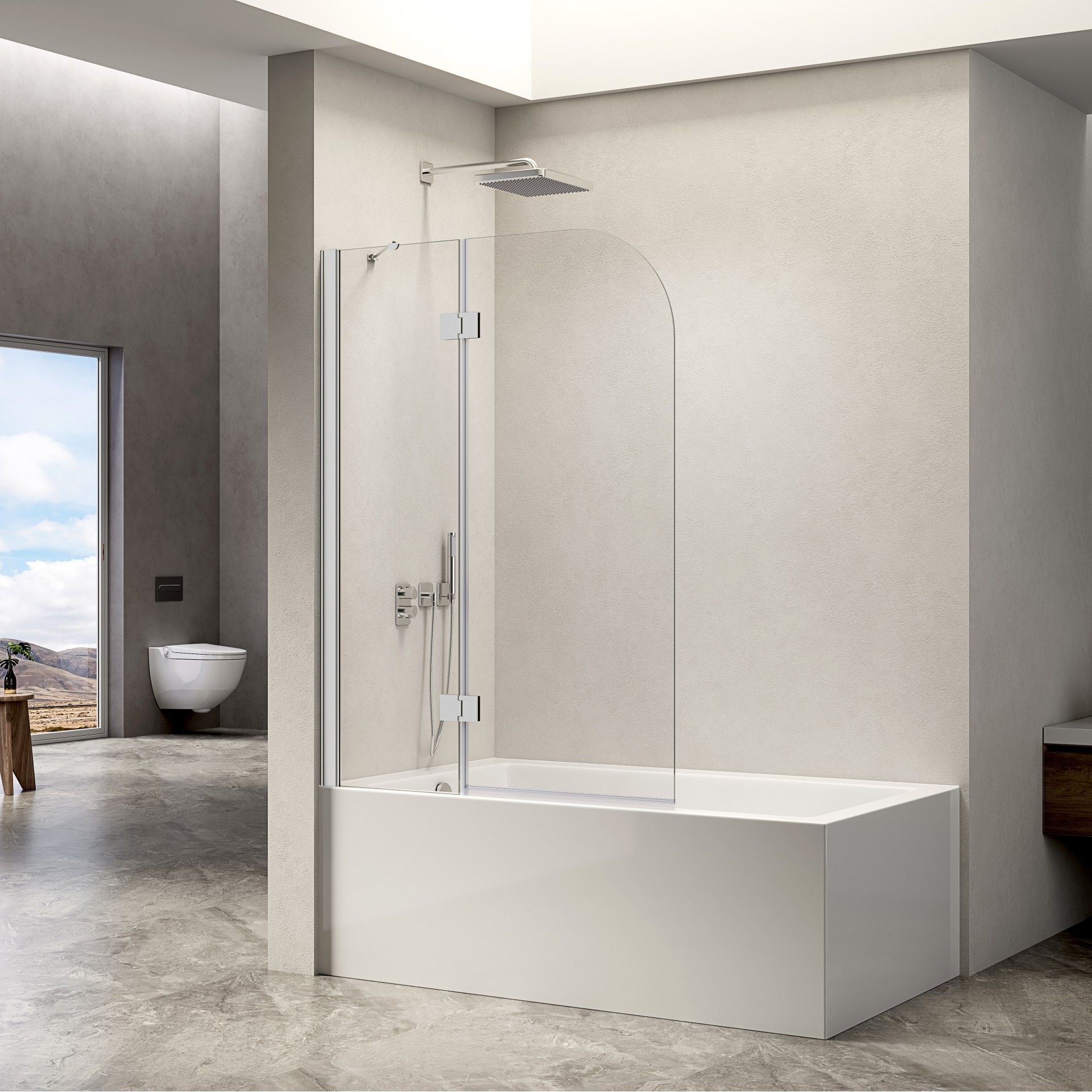 Painel Banheira 120x150 Vidro transparente Reversível