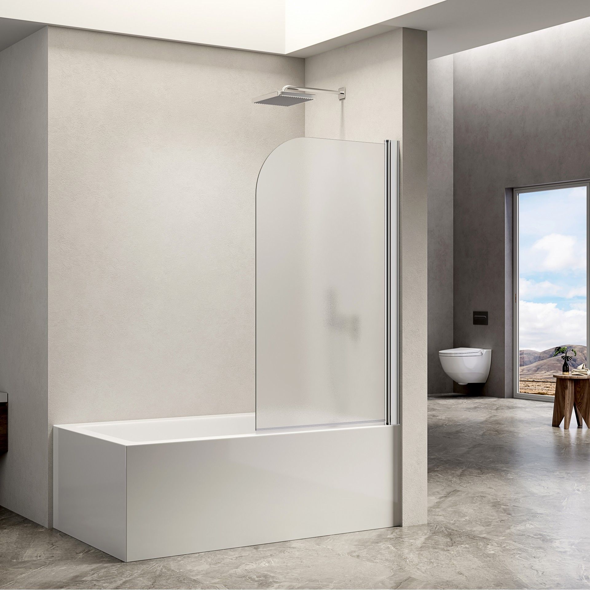 Painel Banheira 145x85 Vidro Mate Direita