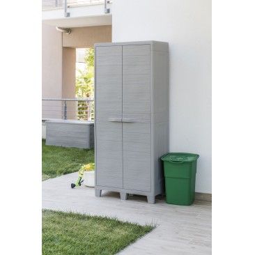 Armário Multiusos Alto Woody PVC Cinzento Armário Multiusos Alto Woody PVC Cinzento