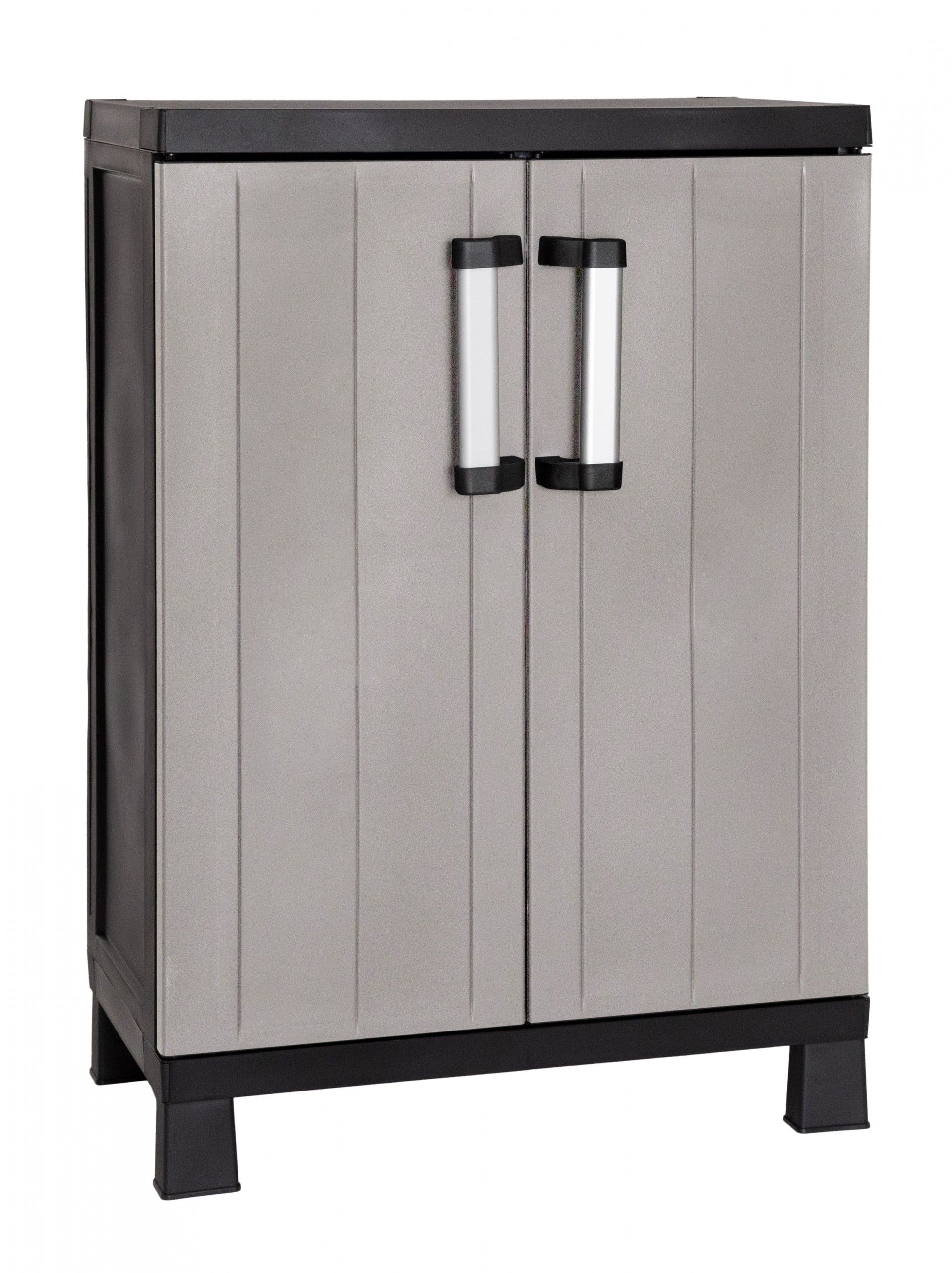 Armário Multiusos Baixo Garage PVC Cinzento e Preto