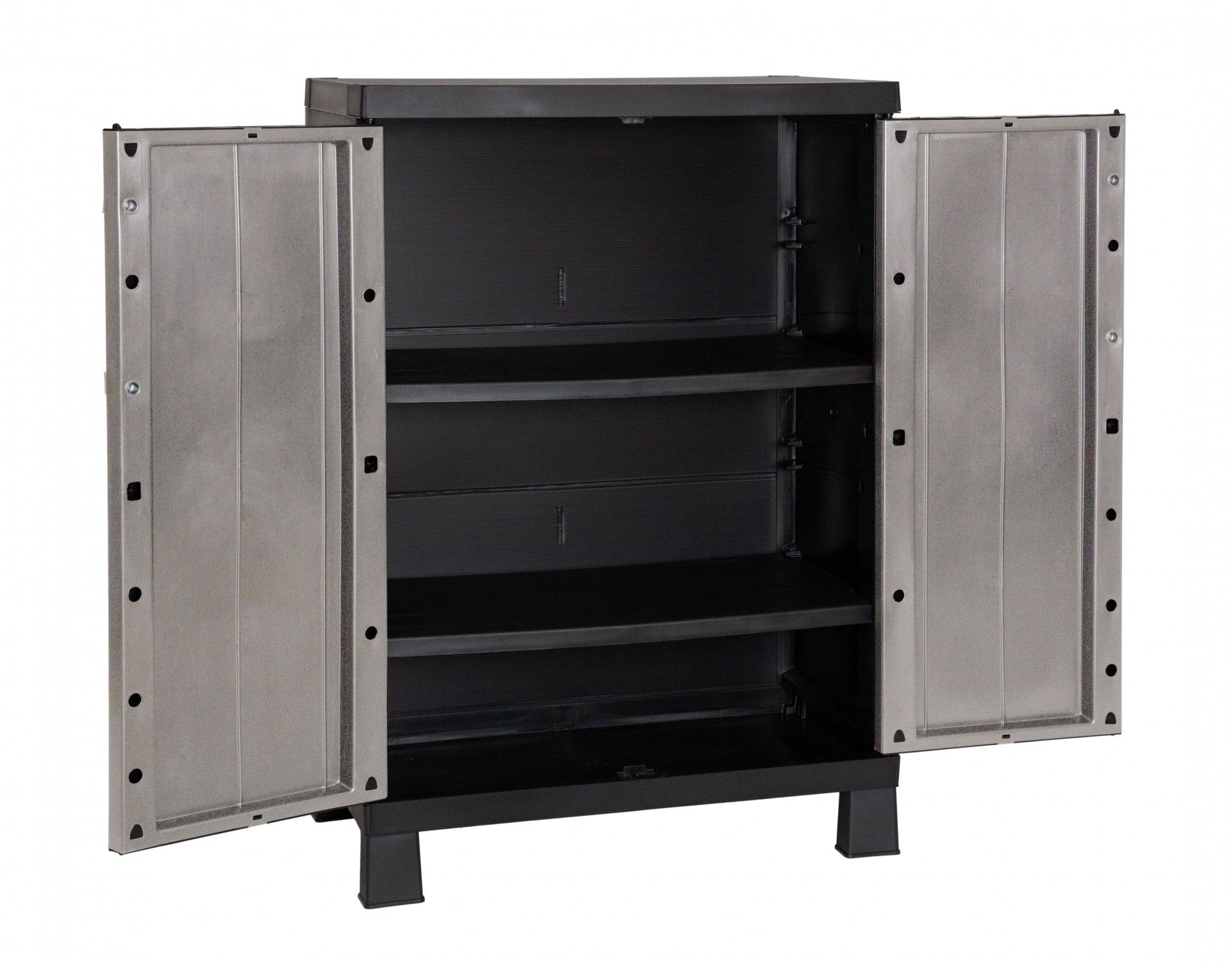 Armário Multiusos Baixo Garage PVC Cinzento e Preto