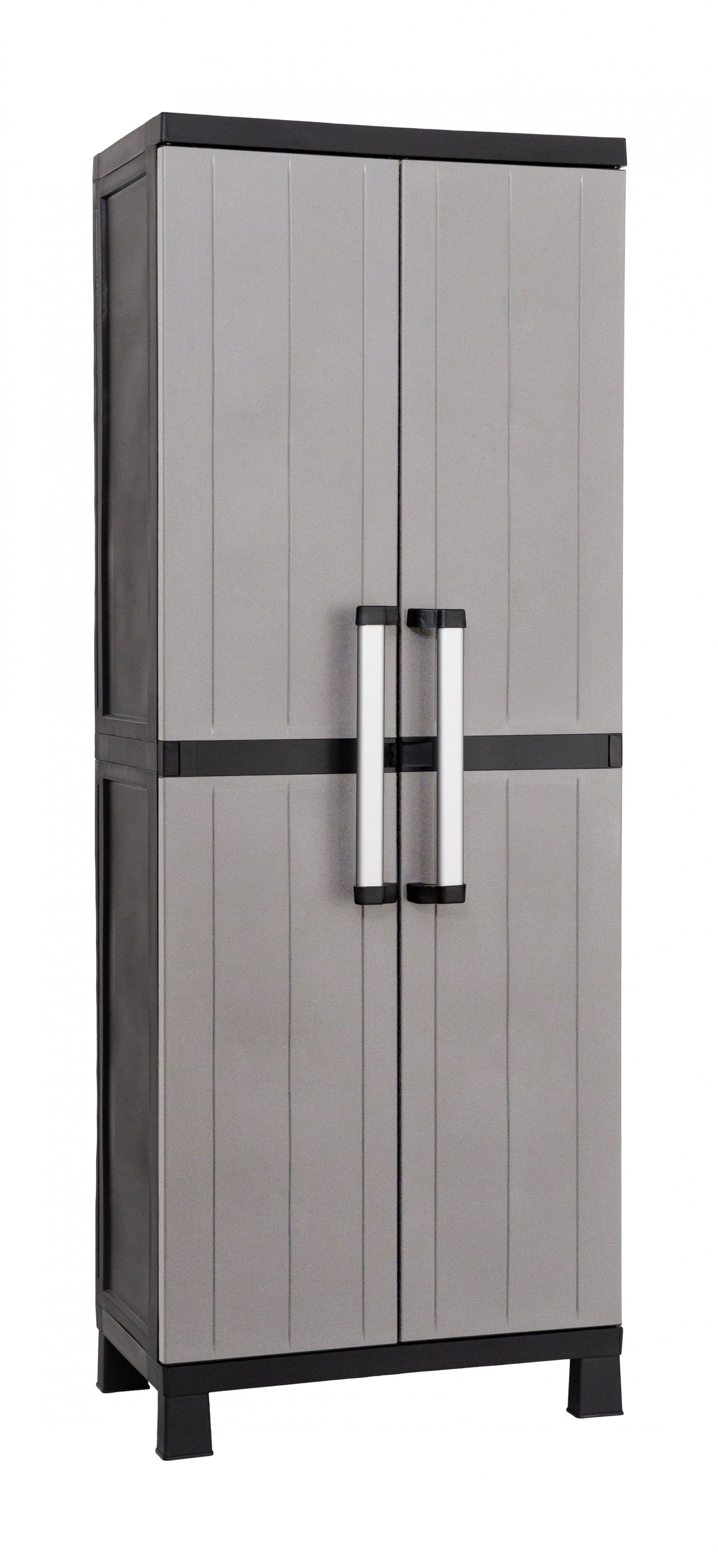 Armário Multiusos Vassoureiro Garage PVC Cinzento e Preto