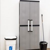Armrio Multiusos Alto Garage PVC Cinzento e Preto