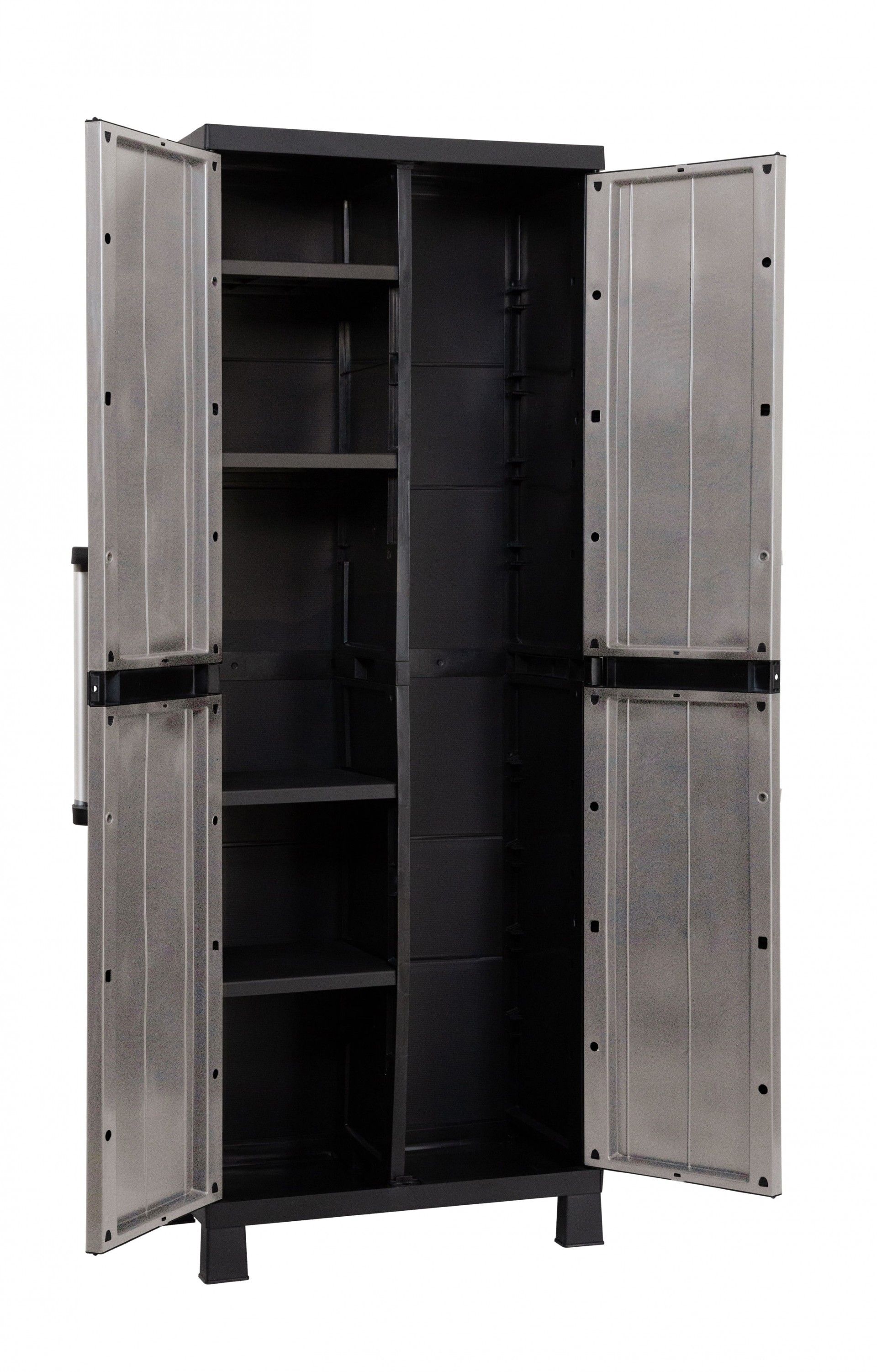 Armário Multiusos Vassoureiro Garage PVC Cinzento e Preto