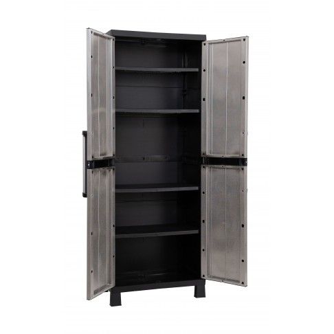 Armrio Multiusos Alto Garage PVC Cinzento e Preto