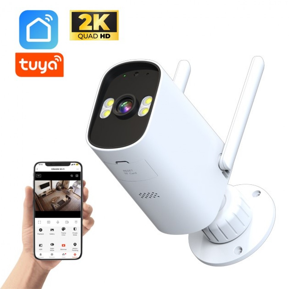 Câmara Exterior Wi-Fi Fixa 4MP 2K Câmara Exterior Wi-Fi Fixa 4MP 2K
