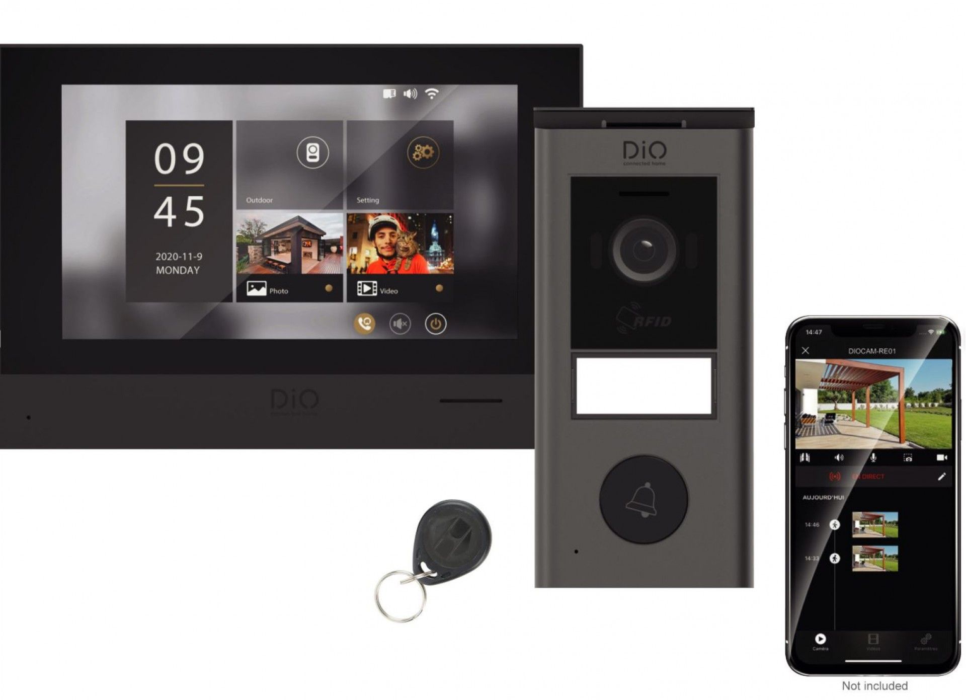 Videoporteiro Tátil 7" RFID Wi-Fi 2 Fios