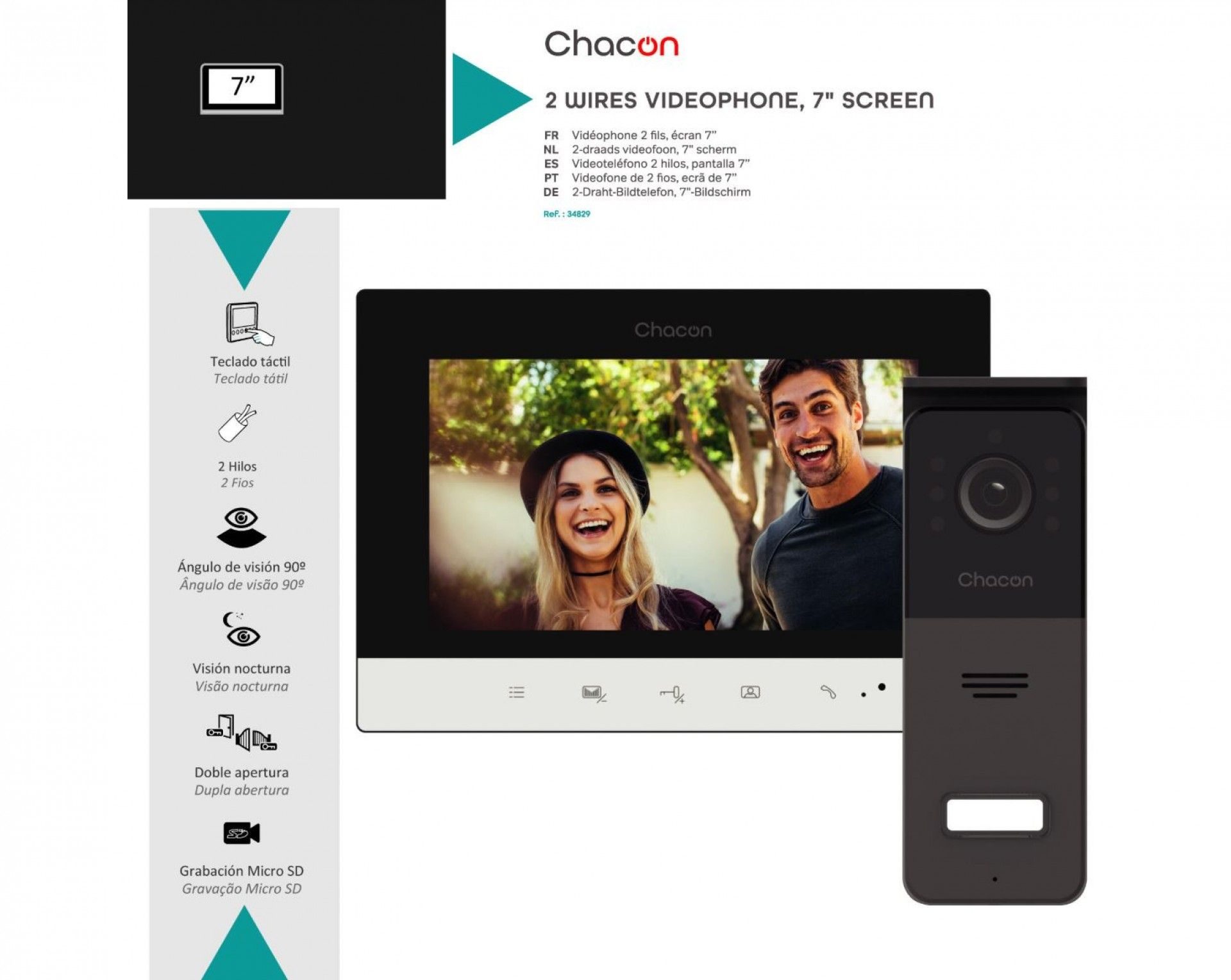 Videoporteiro 7" a Cores 2 Fios