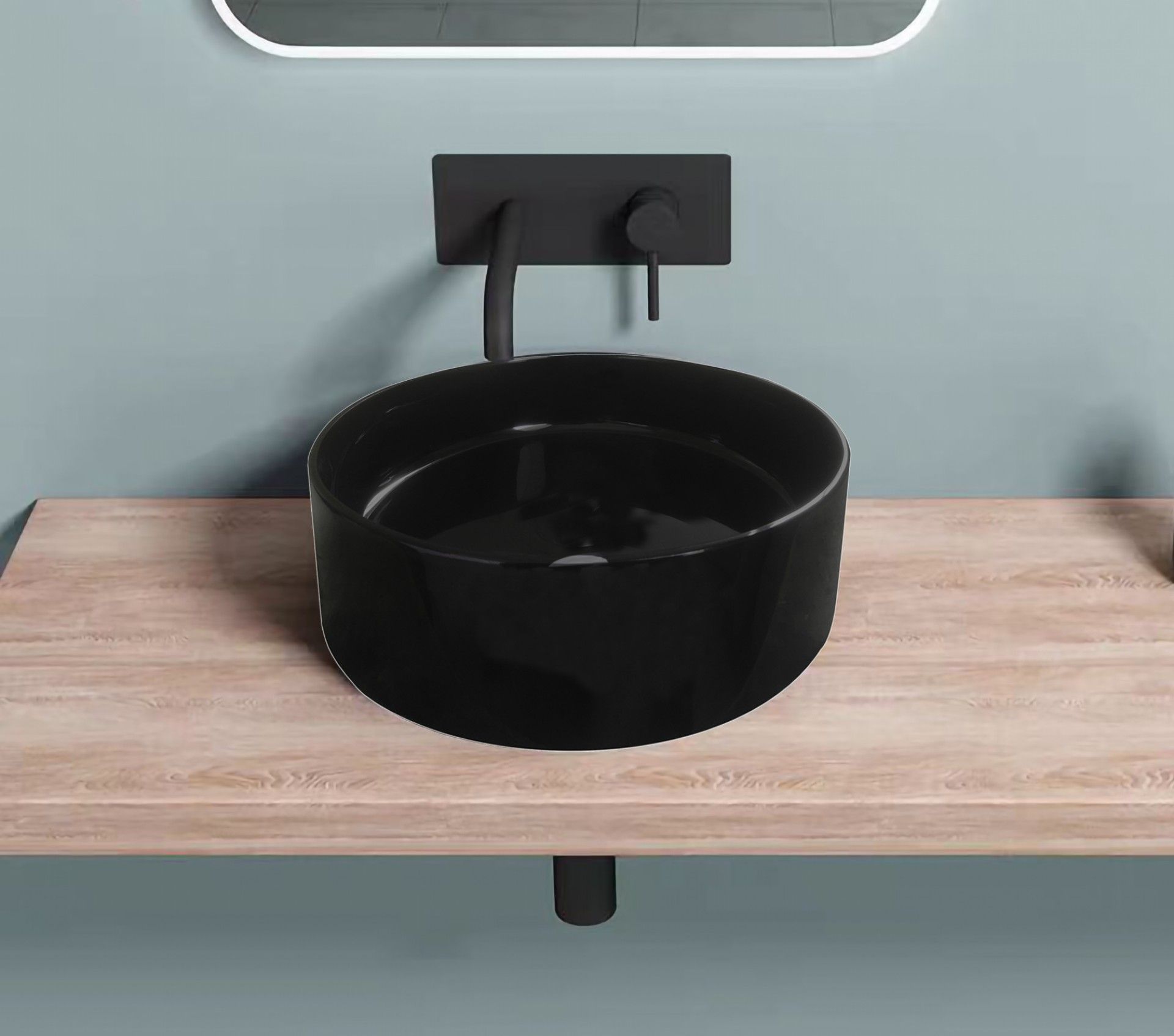 LAVATÓRIO POUSAR RESINA 38X14CM PRETO