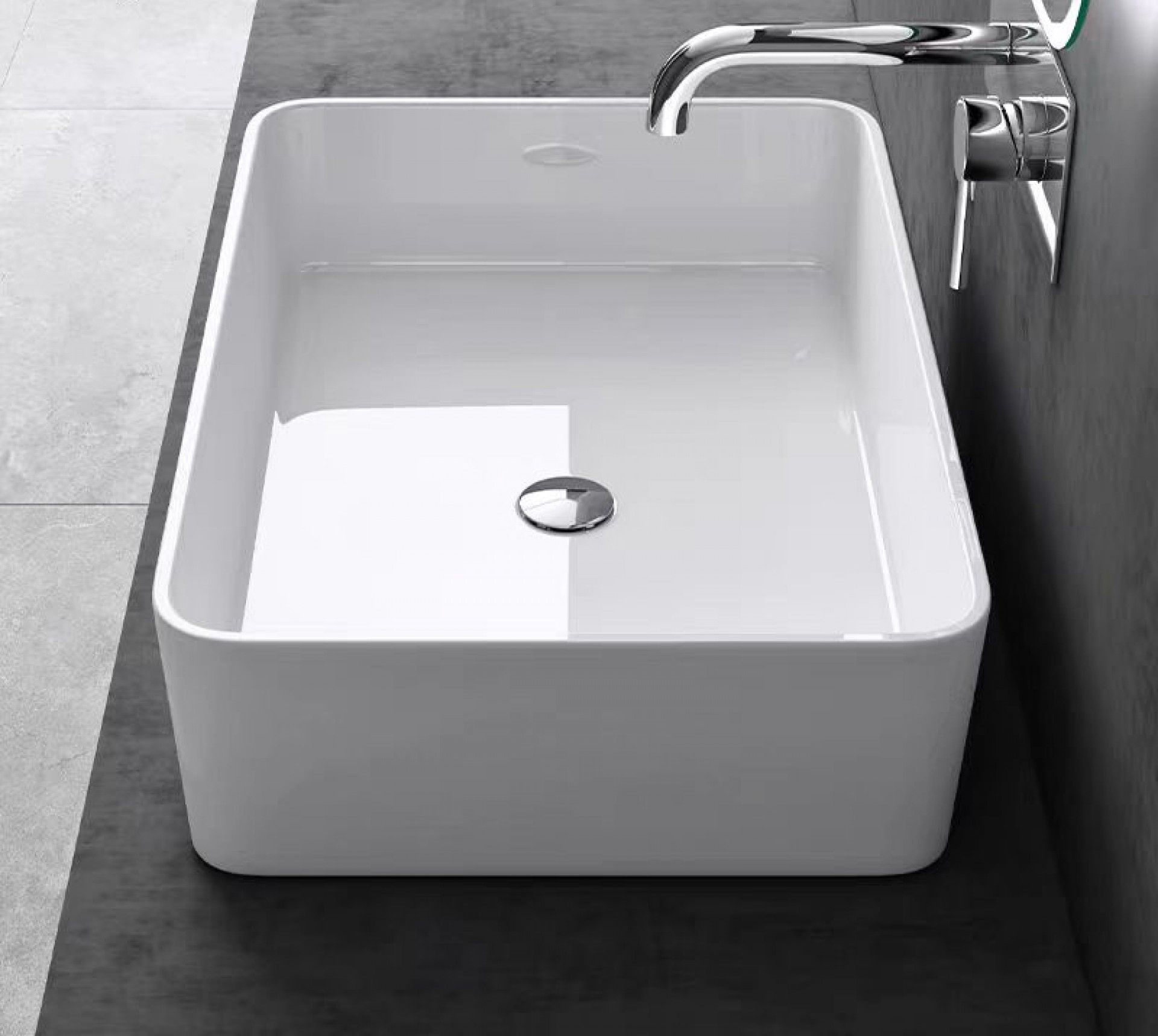 Lavatório Pousar Resina 50x36x14cm Branco