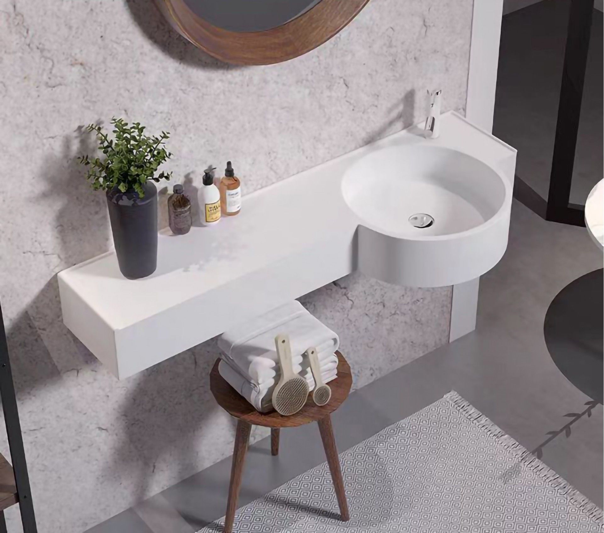 Lavatório Suspenso Resina 100cm Branco