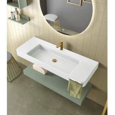 Lavat�rio Compacto em Resina com Toalheiro 100x46x12cm;  Branco