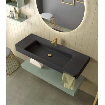 Lavat�rio Compacto em Resina com Toalheiro 100x46x12; Preto