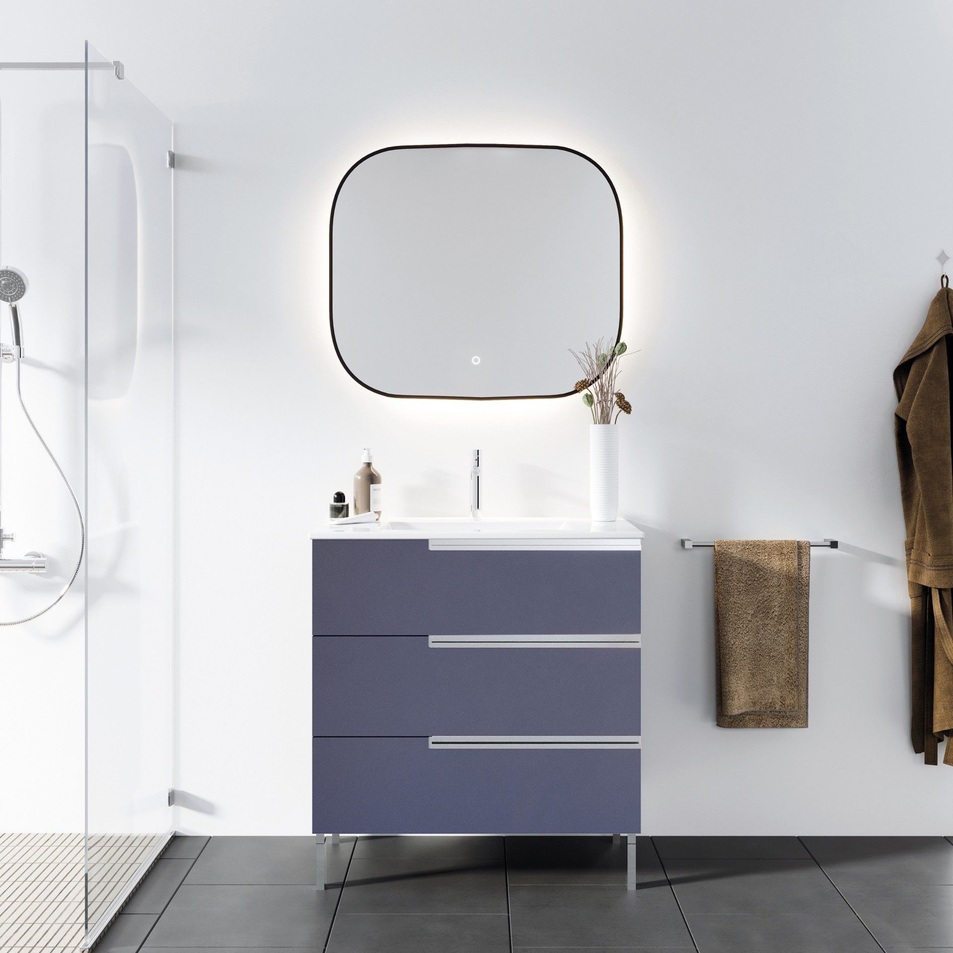 Móvel 80x45x85 Unik 3gavetas Azul Mate