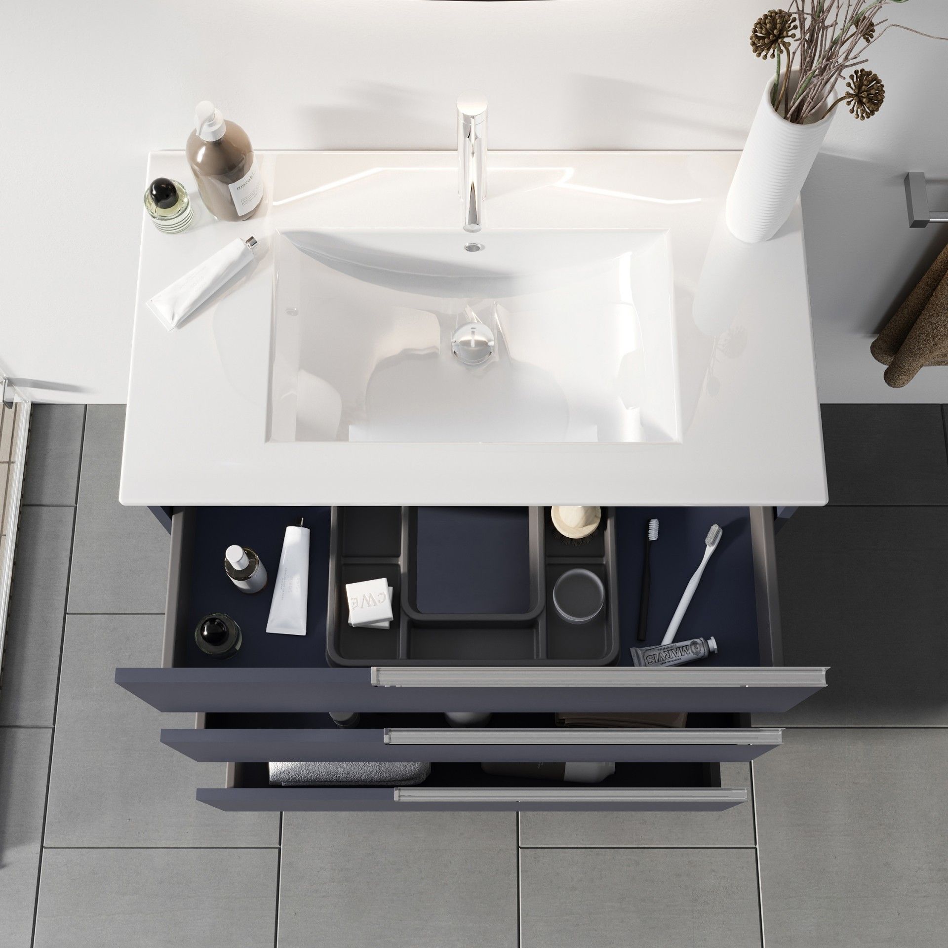 Móvel 80x45x85 Unik 3gavetas Azul Mate