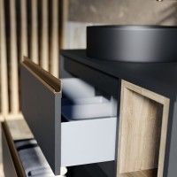 Móvel Suspenso Neon 80x45x55cm 2 gavetas Preto/Oak Móvel Suspenso Neon 80x45x55cm 2 gavetas Preto/Oak