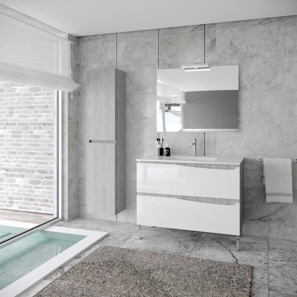 M�vel Lotus 81x100x45 cm, Branco/Cinzento