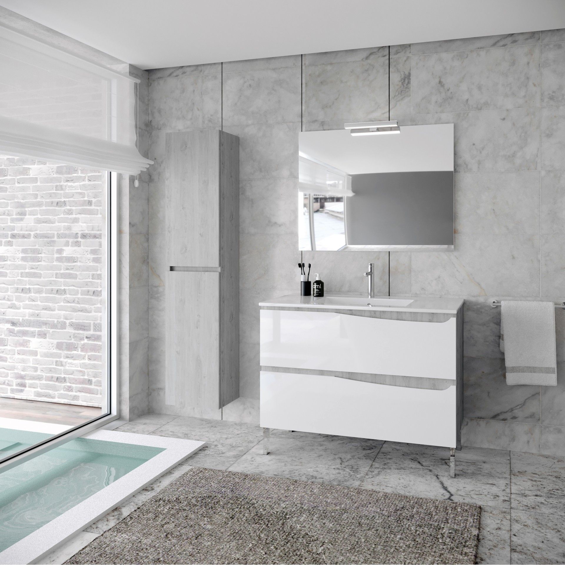 Móvel Lotus 100cm Cinza/Branca