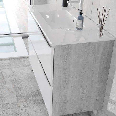 M�vel Lotus 100cm Cinza/Branca