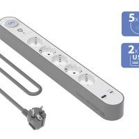 Bloco Prote��o 5 Tomadas + USB A+C 800J 1,5m