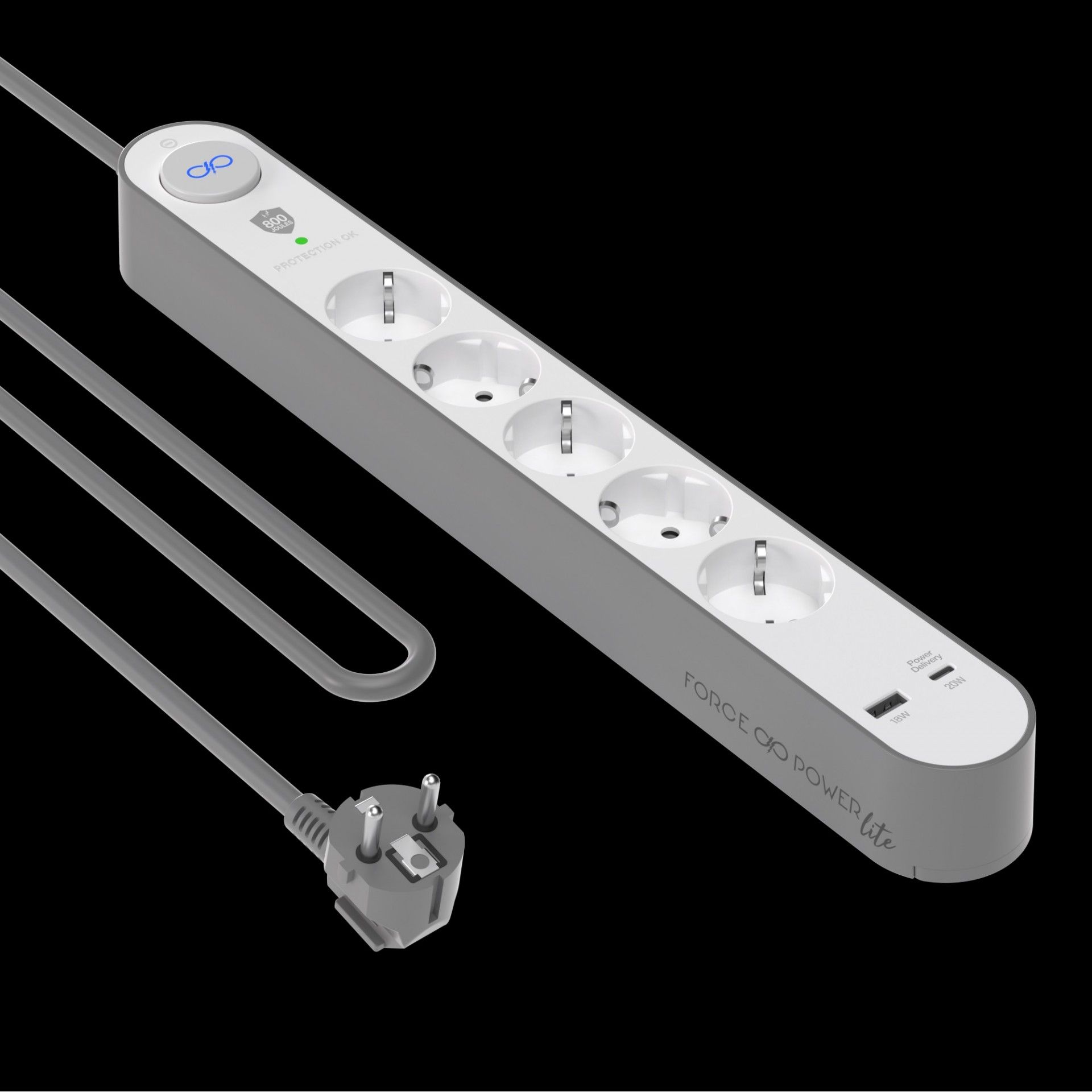 Bloco Proteção 5 Tomadas + USB A+C 800J 1,5m